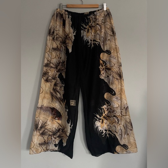 Jean Paul Gaultier Soleil Black and Beige Wide-Leg Trousers - Picture 2 of 8